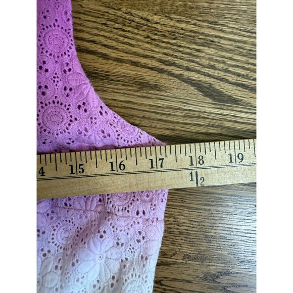 Diane Von Furstenberg Pink Purple‎ Ombre Eyelet Skater Dress Size 8 Coquette - Picture 12 of 13
